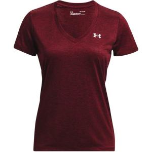 imageUnder Armour Womens Tech VNeck Twist ShortSleeve TShirt601 Dark Maroon  Cordova Red  Metallic Silver