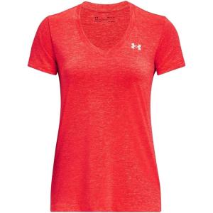 imageUnder Armour Womens Tech VNeck Twist ShortSleeve TShirt629 Beta  Pomegranate  Metallic Silver