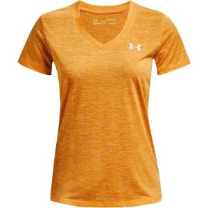 imageUnder Armour Womens Tech VNeck Twist ShortSleeve TShirt782 Rise  White  Metallic Silver