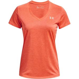 imageUnder Armour Womens Tech VNeck Twist ShortSleeve TShirt879 After Burn  White  Metallic Silver