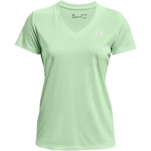 imageUnder Armour Womens Tech VNeck Twist ShortSleeve TShirtAqua Foam 335Metallic Silver