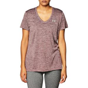 imageUnder Armour Womens Tech VNeck Twist ShortSleeve TShirtAsh Plum 554Metallic Silver