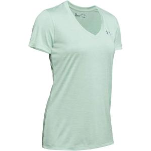 imageUnder Armour Womens Tech VNeck Twist ShortSleeve TShirtAtlas Green 189Metallic Silver