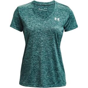 imageUnder Armour Womens Tech VNeck Twist ShortSleeve TShirtBlue Note 413Metallic Silver