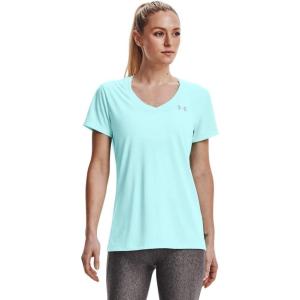 imageUnder Armour Womens Tech VNeck Twist ShortSleeve TShirtBreeze 441Metallic Silver
