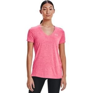 imageUnder Armour Womens Tech VNeck Twist ShortSleeve TShirtCerise 655Metallic Silver