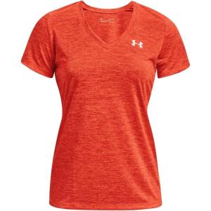 imageUnder Armour Womens Tech VNeck Twist ShortSleeve TShirtDark Orange 861Metallic Silver
