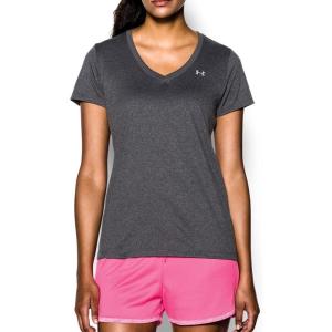 imageUnder Armour Womens Tech VNeck Twist ShortSleeve TShirtGray Metallic Silver