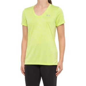 imageUnder Armour Womens Tech VNeck Twist ShortSleeve TShirtGreen Citrine 394Metallic Silver