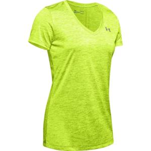 imageUnder Armour Womens Tech VNeck Twist ShortSleeve TShirtGreen Citrine 394Tonal