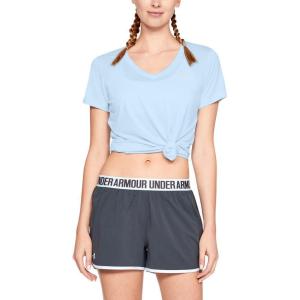 imageUnder Armour Womens Tech VNeck Twist ShortSleeve TShirtHalogen Blue Metallic Silver