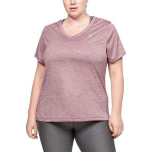 imageUnder Armour Womens Tech VNeck Twist ShortSleeve TShirtHushed Pink 662Metallic Silver