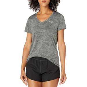 imageUnder Armour Womens Tech VNeck Twist ShortSleeve TShirtJet Gray 011Metallic Silver
