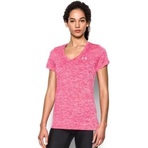 imageUnder Armour Womens Tech VNeck Twist ShortSleeve TShirtKnock Out Metallic Silver