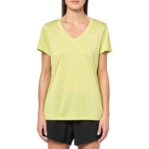 imageUnder Armour Womens Tech VNeck Twist ShortSleeve TShirtLiberty Green 303Metallic Silver