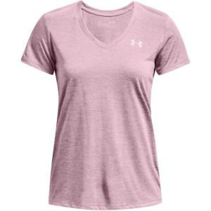 imageUnder Armour Womens Tech VNeck Twist ShortSleeve TShirtMauve Pink 699Metallic Silver
