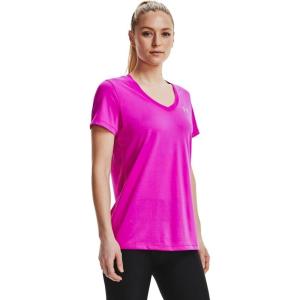 imageUnder Armour Womens Tech VNeck Twist ShortSleeve TShirtMeteor Pink 660Metallic Silver