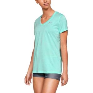 imageUnder Armour Womens Tech VNeck Twist ShortSleeve TShirtNeo Turquoise
