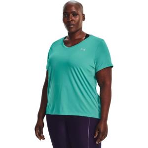 imageUnder Armour Womens Tech VNeck Twist ShortSleeve TShirtNeptune 369Green