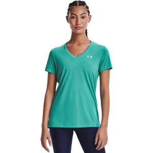 imageUnder Armour Womens Tech VNeck Twist ShortSleeve TShirtNeptune 369Metallic Silver