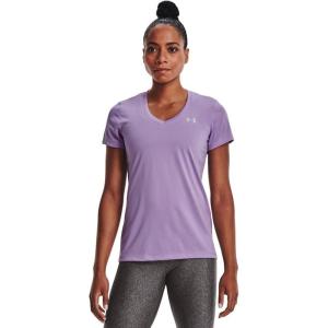 imageUnder Armour Womens Tech VNeck Twist ShortSleeve TShirtOctane 566Metallic Silver