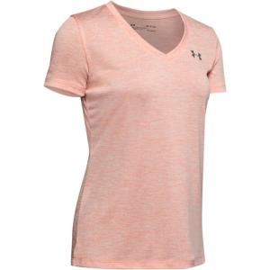 imageUnder Armour Womens Tech VNeck Twist ShortSleeve TShirtPeach Frost 848Metallic Silver