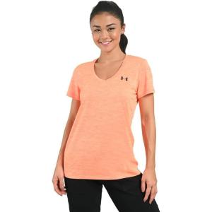 imageUnder Armour Womens Tech VNeck Twist ShortSleeve TShirtPeach Plasma