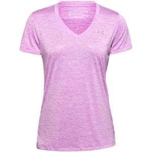 imageUnder Armour Womens Tech VNeck Twist ShortSleeve TShirtPolar Purple 537Metallic Silver