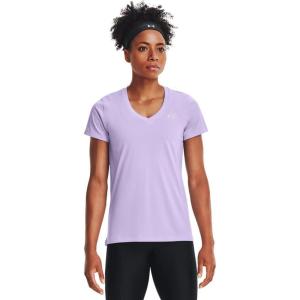 imageUnder Armour Womens Tech VNeck Twist ShortSleeve TShirtPurple Tint 532Metallic Silver