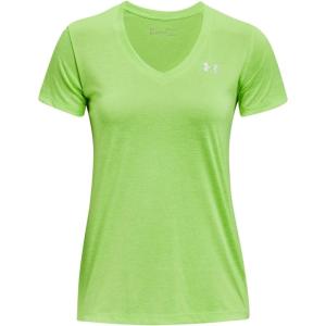 imageUnder Armour Womens Tech VNeck Twist ShortSleeve TShirtQuirky Lime 753Metallic Silver