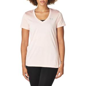 imageUnder Armour Womens Tech VNeck Twist ShortSleeve TShirtRetro Pink 676Metallic Silver