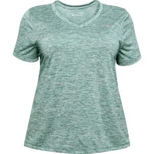 imageUnder Armour Womens Tech VNeck Twist ShortSleeve TShirtSaxon Green 386Tonal