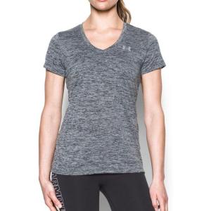 imageUnder Armour Womens Tech VNeck Twist ShortSleeve TShirtStealth Gray Metallic Silver