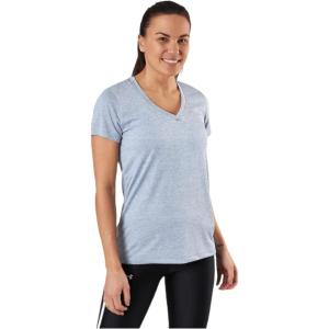 imageUnder Armour Womens Tech VNeck Twist ShortSleeve TShirtWashed Blue 421Metallic Silver