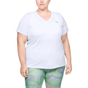 imageUnder Armour Womens Tech VNeck Twist ShortSleeve TShirtWhite Metallic Silver