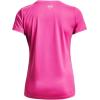 imageUnder Armour Womens Tech ShortSleeve TShirt652 Rebel Pink   Metallic Silver