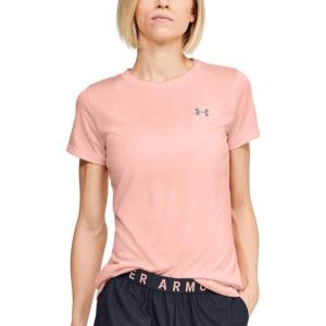 imageUnder Armour Womens Tech ShortSleeve TShirtPeach Frost 845Metallic Silver
