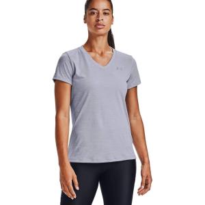 imageUnder Armour Womens Tech VNeck Twist ShortSleeve TShirtHeather GraySilver