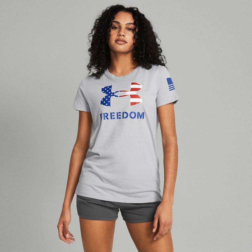 imageUnder Armour Womens New Freedom Logo TShirt011 Mod Gray Light Heather   Royal