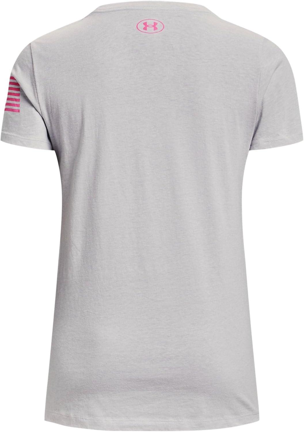 imageUnder Armour Womens New Freedom Logo TShirt015 Halo Gray Light Heather   Pink Edge