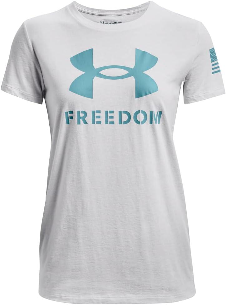 imageUnder Armour Womens New Freedom Logo TShirtHalo Gray 014Cloudless Sky