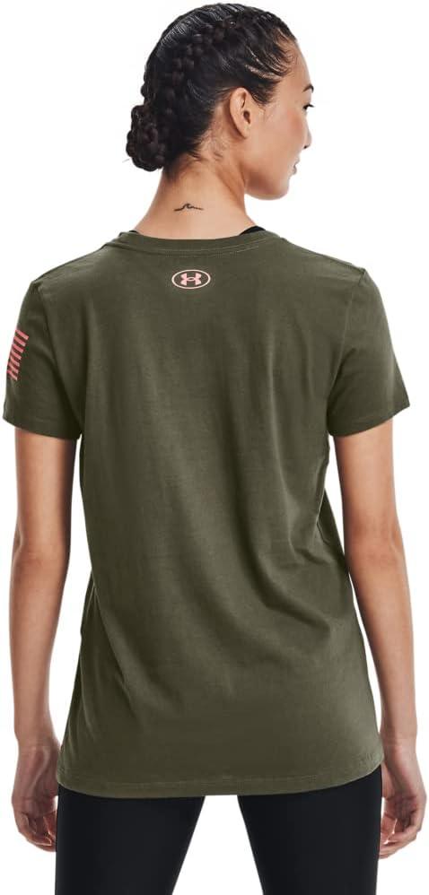 imageUnder Armour Womens New Freedom Logo TShirtMarine Od Green 390Pink Sands