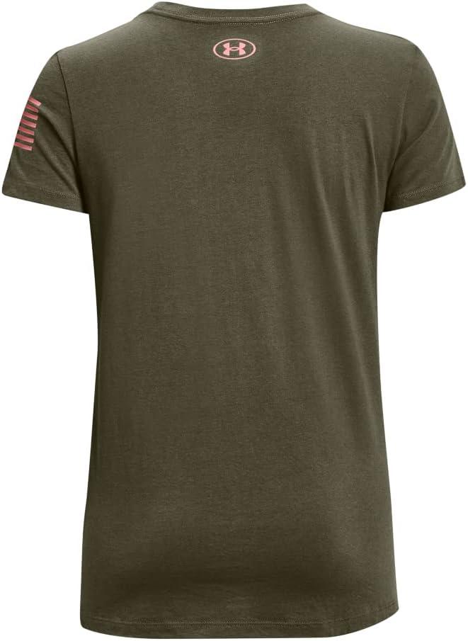 imageUnder Armour Womens New Freedom Logo TShirtMarine Od Green 390Pink Sands