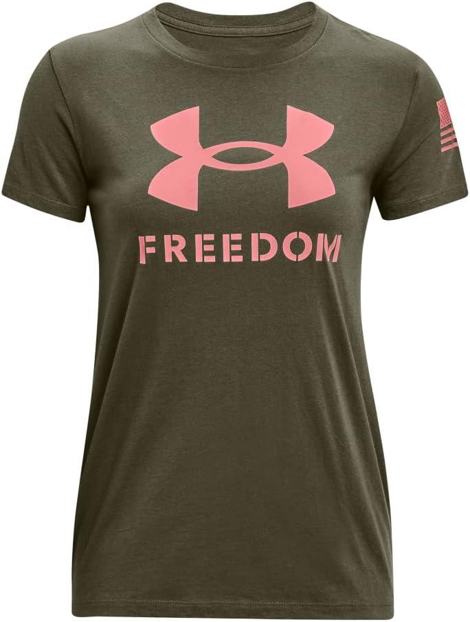 imageUnder Armour Womens New Freedom Logo TShirtMarine Od Green 390Pink Sands