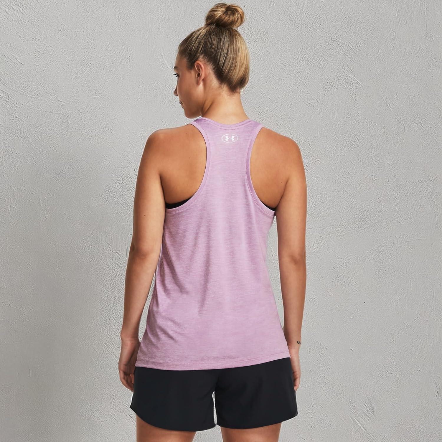 imageUnder Armour Womens Tech Twist Tank Top174 Fresh Orchid  White  Metallic Silver
