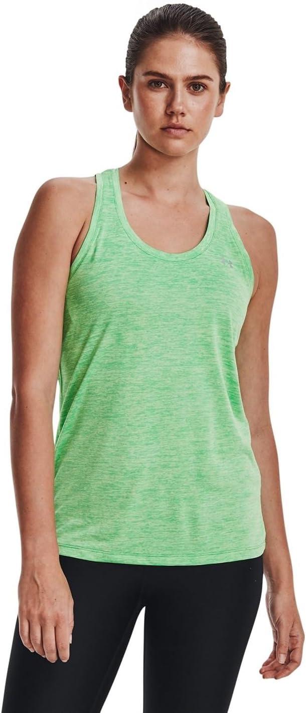 imageUnder Armour Womens Tech Twist Tank Top328 Extreme Green  Phosphor Green  Metallic Silver