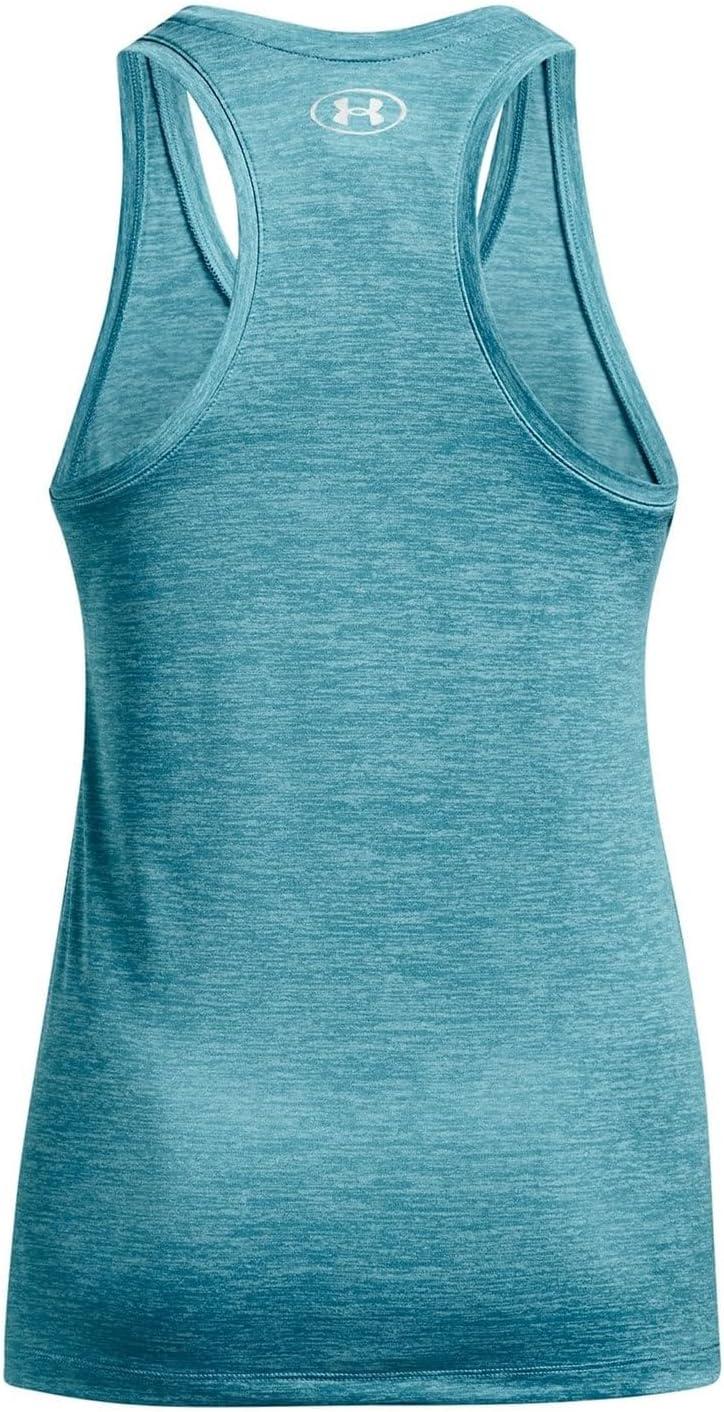 imageUnder Armour Womens Tech Twist Tank Top433 Glacier Blue  White  Metallic Silver