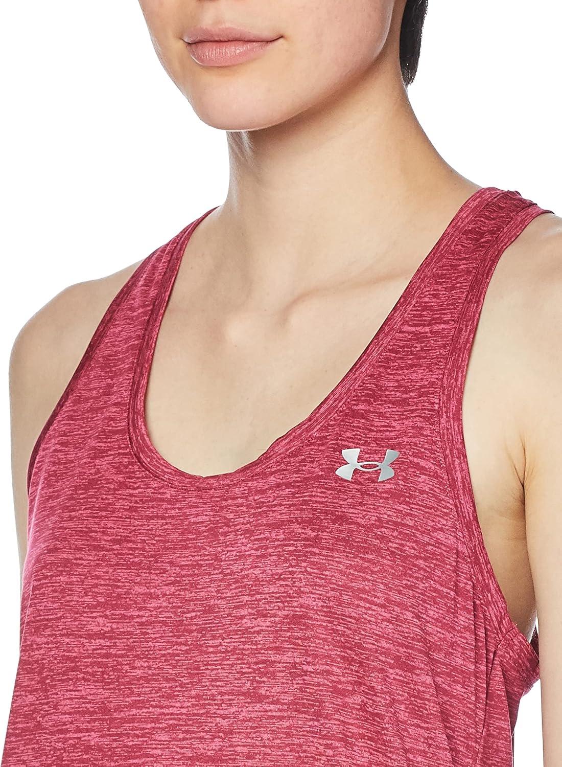 imageUnder Armour Womens Tech Twist Tank Top635 Charged Cherry  Rebel Pink  Metallic Silver