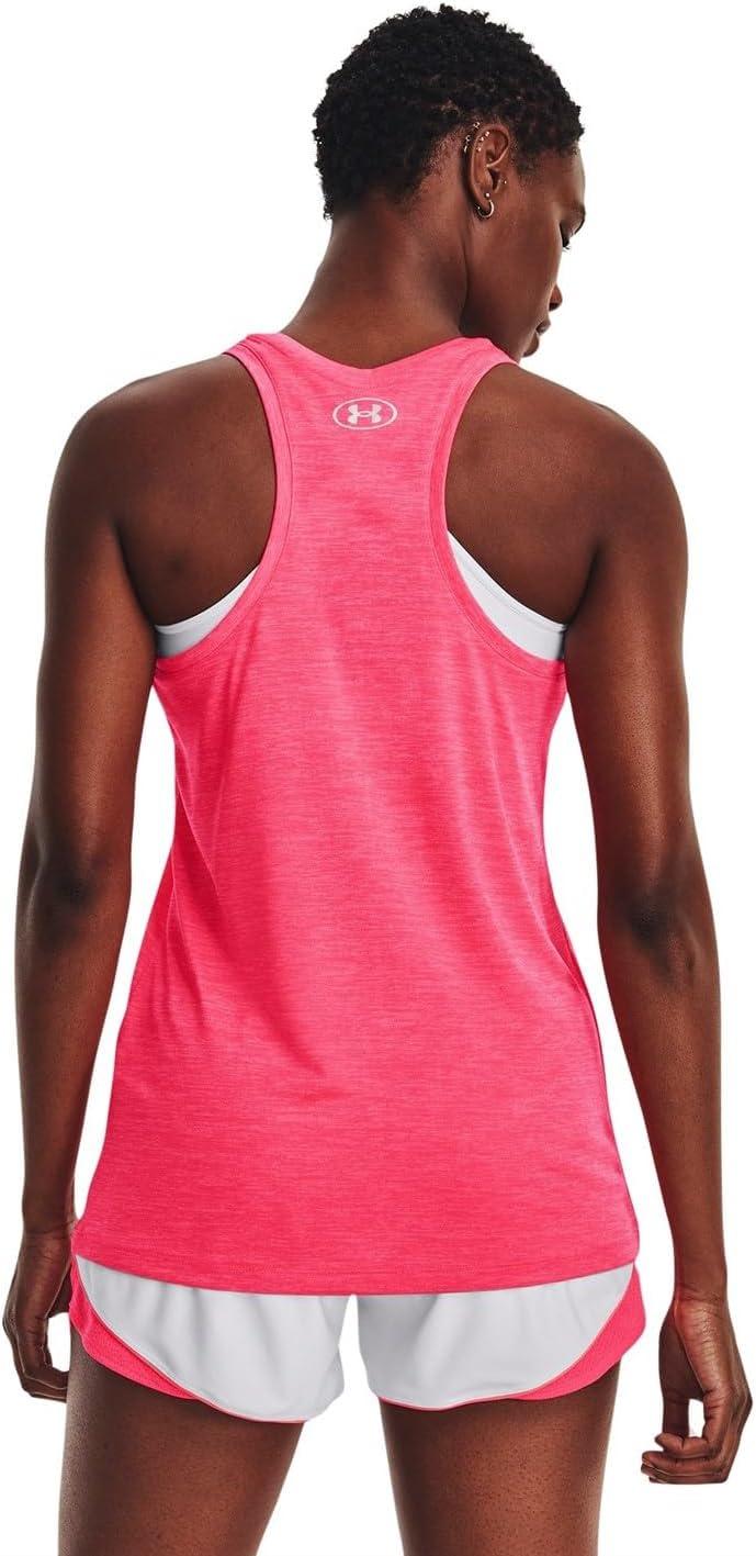 imageUnder Armour Womens Tech Twist Tank Top684 Pink Shock  White  Metallic Silver