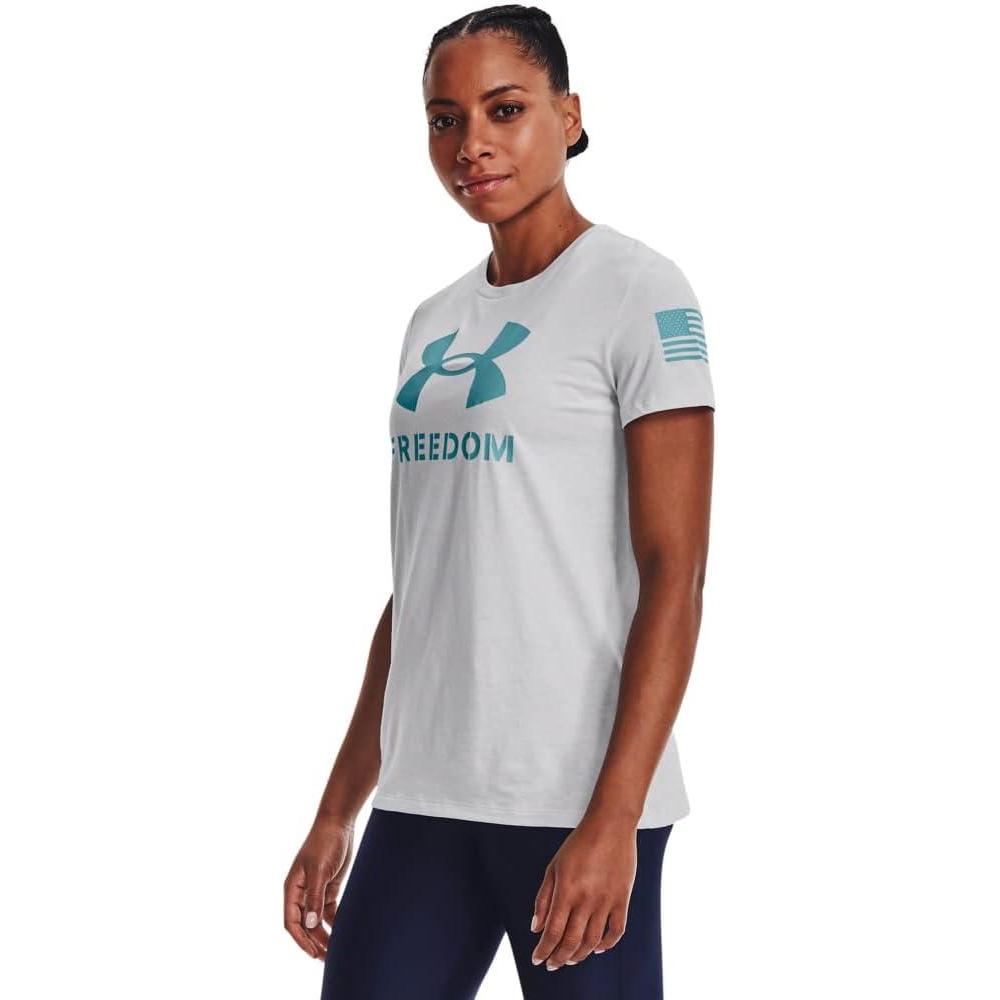 imageUnder Armour Womens New Freedom Logo TShirtHalo Gray 014Cloudless Sky